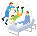 クラブ活動中、サッカーで捻挫、のイラスト