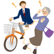 自転車でお年寄りとぶつかるイラスト