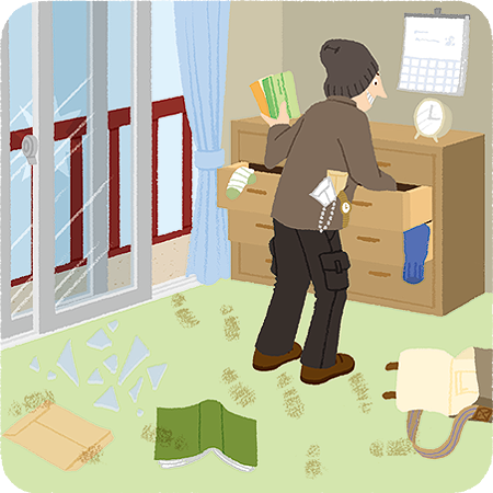 旅行中に泥棒!電化製品の盗難に、のイラスト