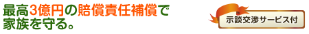 最高3億円の賠償責任補償で家族を守る。